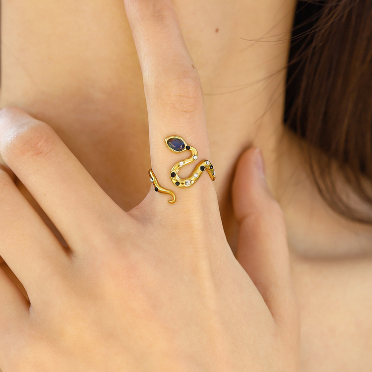 Blue Zircon Snake Ring